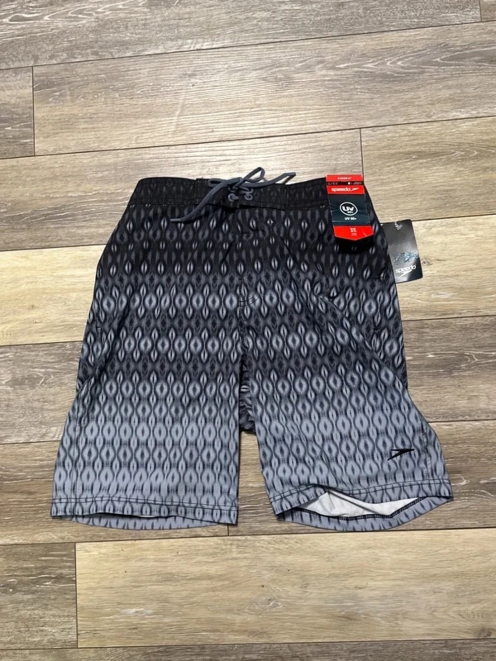 Speedo Men’s Black to Gray Gradient Swim Trunks
